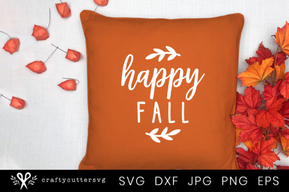 Happy Fall Quote Pillow - A Graphic Design Asset for Crafts and Content Publishing