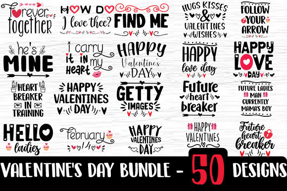Valentine Bundle 50 Quote Sayings for Graphics and Crafts